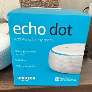 Amazon Echo Dot Smart Speaker in White with Blue Box